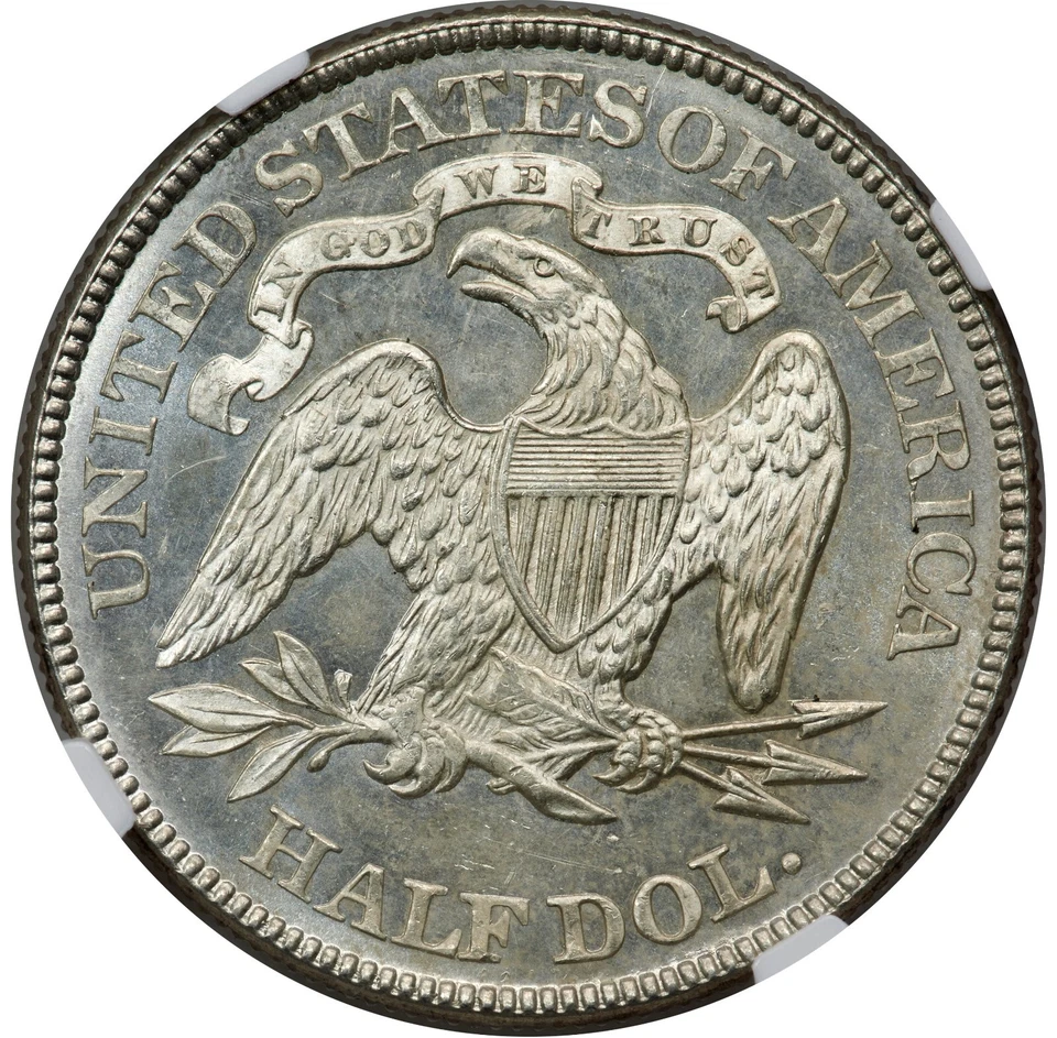 1877 Silver Half Dollar Seated Liberty NGC MS64 Closed Bud WB-103 SPL Surfaces - Image 3 of 4