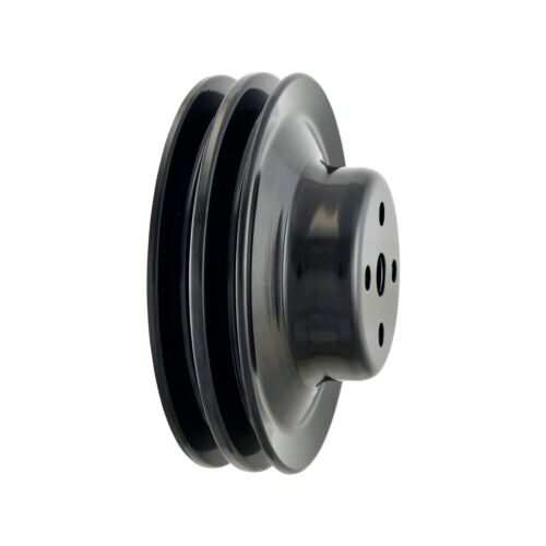Water Pump Pulley 2 Groove Black Steel Ford 260 289 302 351W 1965-1969 V8 - Picture 7 of 9