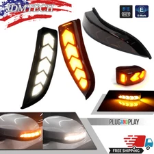 For Toyota Camry 2011-2020 Smoked Lens White/Amber Side Mirror Signal LED Lights