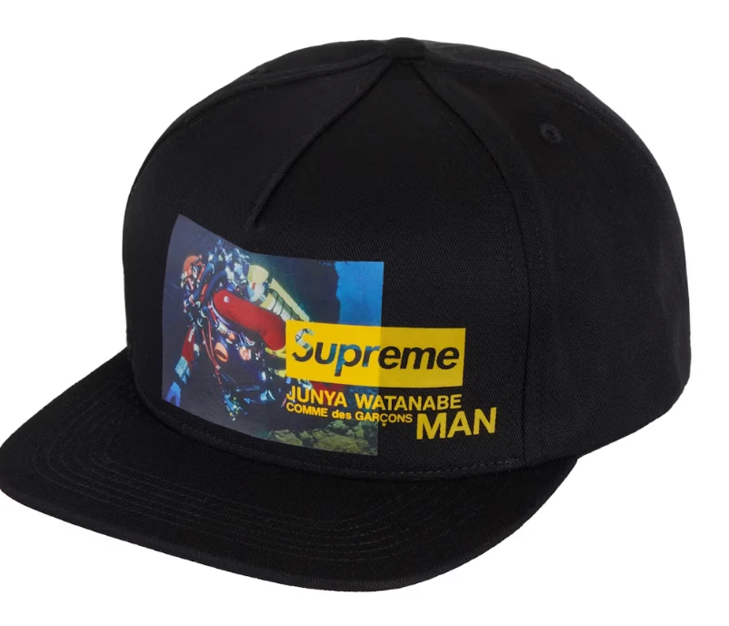 Chapeau Supreme Junya Nature 5 panneaux   Noir