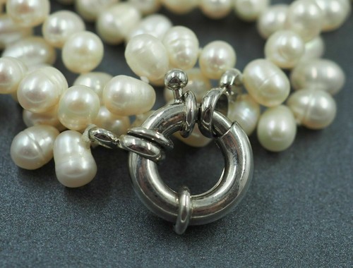 Triple Strand Baroque Pearls & Glass Necklace - Picture 9 of 13