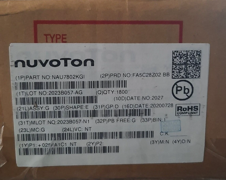 100Pcs lot NAU7802KGI Nuvoton 24 Bit Analog to Digital Converter IC - Image 2 of 3