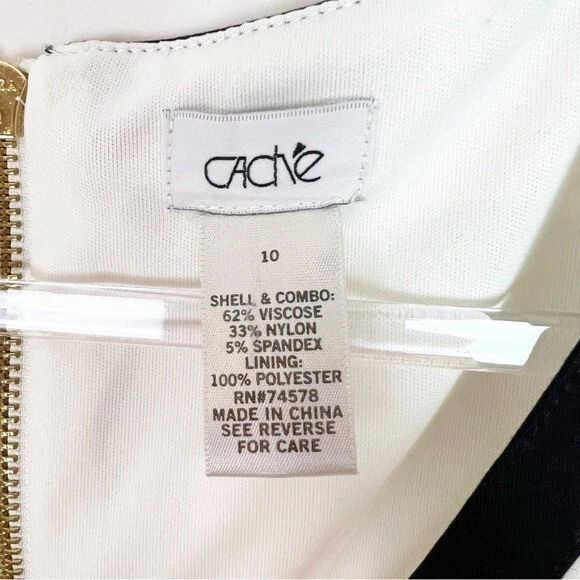 CACHE OFF WHITE NERO FANTASIA CONTRASTO BODYCON SMANICATO SCOLLO A V ABITO DONNA 10