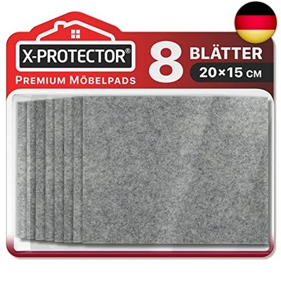 X-Protector Filzgleiter 8 Stück 20 x 15 x 0.5 cm - Prämie Möbelgleiter Grau - Fi