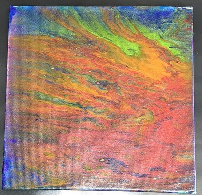 Abstrakte Malerei Acryl auf Leinwand Tafel 6x6 cm von mir gemalt.