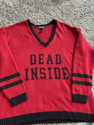 Hot Topic Dead Inside Sweater Pullover Dark Academia Size Large Red