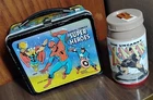 1976 Marvel Comics Super Heroes Metal Aladdin lunchbox and X-Men thermos vintage