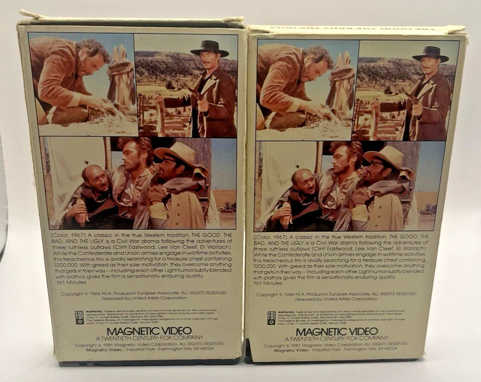 The Good, the Bad and the Ugly Parts 1 & 2 1966 1981 VHS Rare! Only One on Ebay! - Image 2 of 4