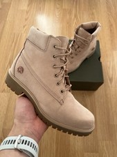 Timberland Lyonsdale Boots Nude Nubuck Slim Lace Up 6” Women's UK3.5