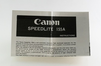 Instructions Canon Speedlite 155A 155 A 155-A Owners Manual