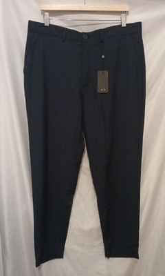 A|X Armani Exchange Trousers Men 36x30 Navy Blue Flat Front Straight Leg