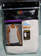 Fruit of the Loom Men's Tag-Free A-Shirt 4 Pk Large Premium White New (AA/693)
