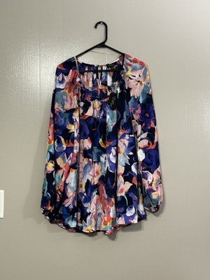 Cupio Blouse Top Women's Multicolor Floral 2 extra large  Long Sleeve      C28