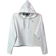 Puma Cropped Hoodie Athletic Pullover Graphic White Womens Large