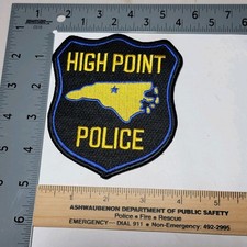Bin2 B3 Police Patch High Point North Carolina Plastic Backing Style 1
