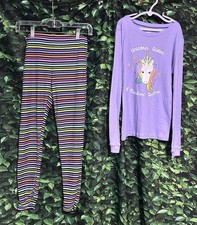 Extremely Me Unicorn Sleep Set Shirt Pants Snug Fit Purple Girls 14/16 New