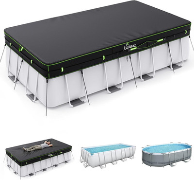 500D Pool Cover 7X10Ft Rectangular [2026 Upgraded Heavy Duty Fabric] Solar Pool 