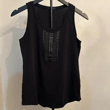 GAP Black Tank Top Small Studded Embellished Sleeveless Pima Cotton Casual