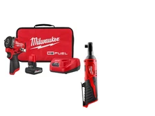 Milwaukee 2562-21RT M12 FUEL Stubby 3/8" Impact Wrench Kit and Ratchet