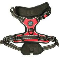 Phoepet No Pull Dog Harness Reflective Front Clip with Handle Red Black Large