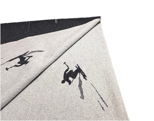 David Fussenegger Ski Holiday Throw Blanket Cozy Gray Reversible Austria - Picture 6 of 7
