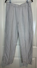 Eileen Fisher Organic Linen Ankle pull on elastic drawstring Pants sz S GUC