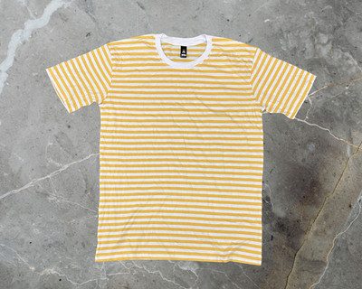 *NEW* AS Colour Staple Stripe Tee, 100% Cotton T-Shirt, Yellow/White Stripe