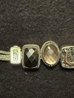 Lori Bonn 925 Triple Strand Slide 5 Charm Bracelet w/ Stoppers.