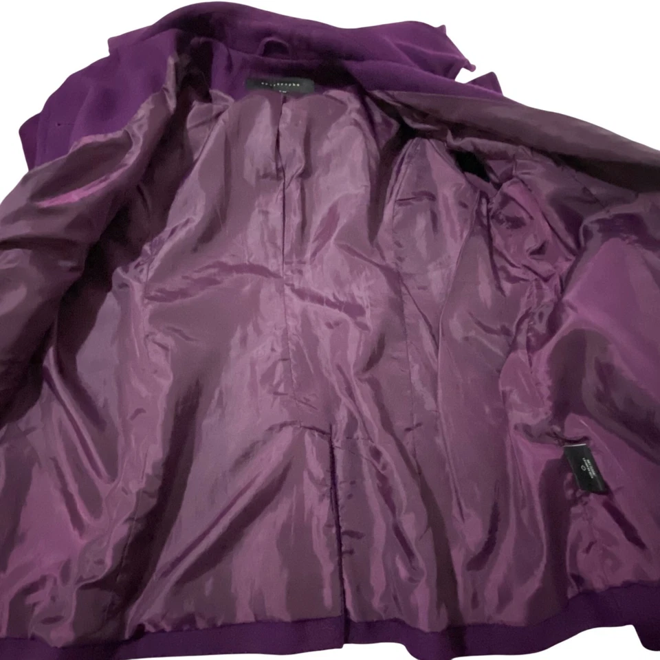 Abrigo Apostrophe Mujer Guisante 16W 18W Berenjena Púrpura Vibrante Academia Mezcla Lana Foto 4 de 4