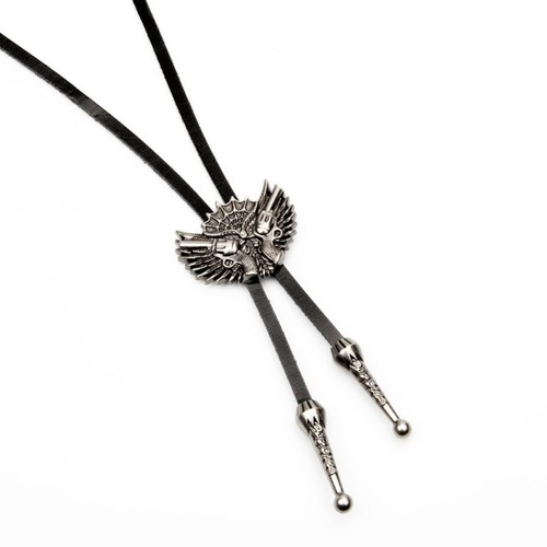 Elegant Leather Carving Bolo Tie with Engraved Charm Cowboy Necktie Necklace - Picture 9 of 10