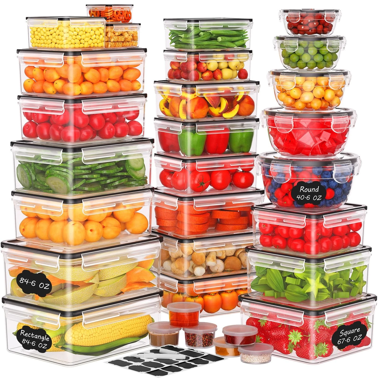 62 PCS Large Food Storage Containers with Lids Airtight (31 Lids & 31 Contain...