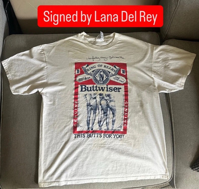 Lana Del Rey Hand Written Signed Lyric -Ride Music Video Rare Buttwiser Shirt