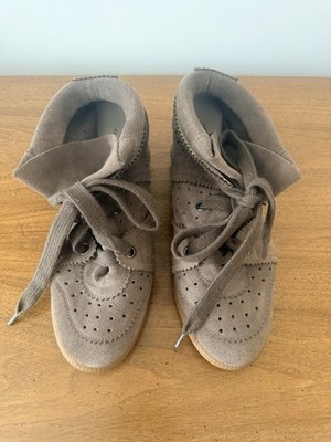 Isabel Marant Bobby Suede Wedge Sneakers Taupe Size 41, US 10-10.5