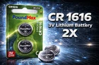 2 X PoundMax 1616 CR1616 DL1616 ECR1616 3V LITHIUM COIN CELL BATTERIES