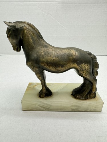 Antique BRONZE HORSE FIGURE Stone Base Equestrian Figurine Equine Sculpture Vtg - Picture 11 of 20