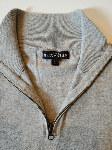 J Crew Mercantile Mens Cotton Blend 1/4 Zip Pullover GRAY Sweater Size L A106* - Picture 3 of 6