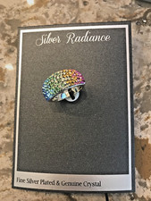 fine silver plated multi-rainbow crystal ring