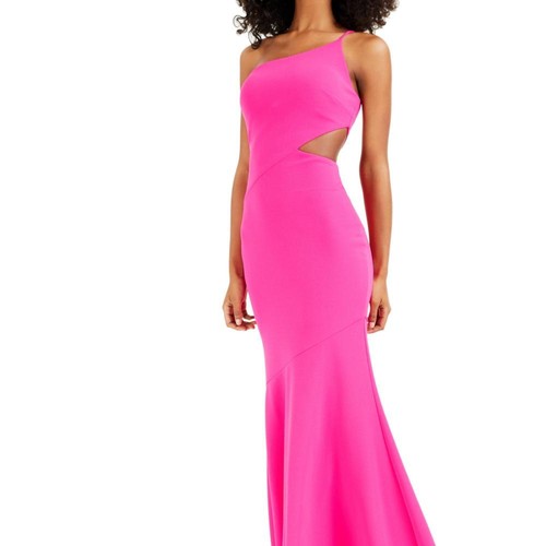 Betsy & Adam Teens Maxi Long Dress Sleeveless Solid One Shoulder K933 - Picture 3 of 6
