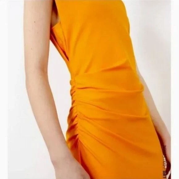 Neon orange cheap midi dress