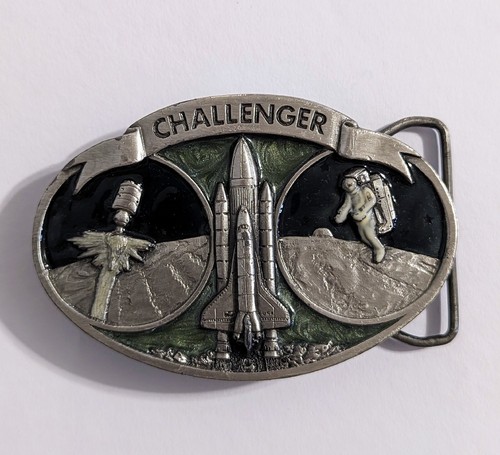 Vtg 1984 NASA Space Shuttle Challenger Belt Buckle - Bergamot Brass USA Space - 第 1/8 張圖片