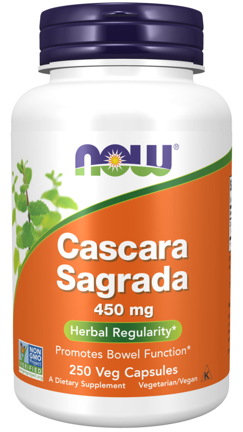 NOW Foods Cascara Sagrada 450mg - 250 Veg Capsules | Promotes Bowel Function