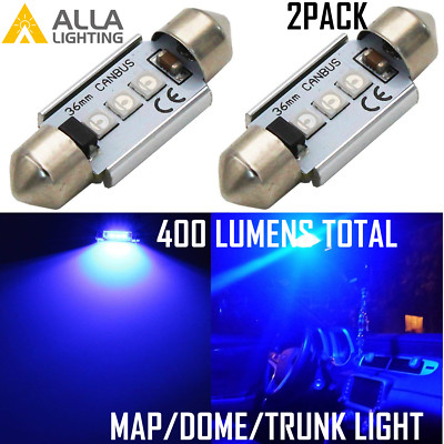 Alla 3-LED Shinning Blue 6453 Interior Upper Dome Light Festoon Bulb Fuse Type