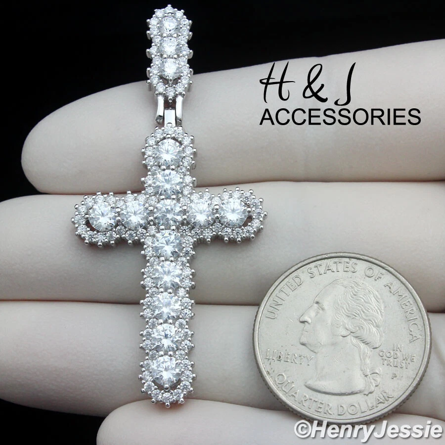 COLGANTE CRUZ HOMBRE PLATA ESTERLINA 925 BLING CIRCONITA CHAPADO EN ORO/PLATA CAPA 3D*AP462