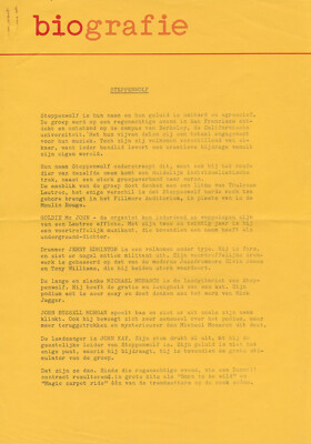 Steppenwolf - Biografie - 1968 [Holland] - Press Release