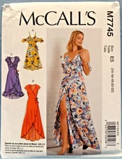 MCCALLS PATTERN 7745  DRESSES WRAP  MISSES SIZES  14 16 18 20 22  UNCUT NEW