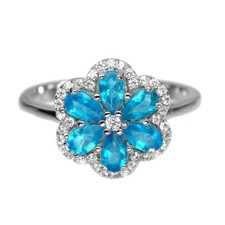 925 Sterling Silver Ring Pear Apatite 5x3mm Natural Gemstone Jewelry Size 7