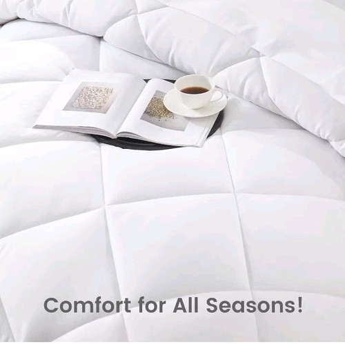 Sleepzone Comforter 3 PC Set Queen White Diamond Down Alternative All Season - Picture 4 of 5
