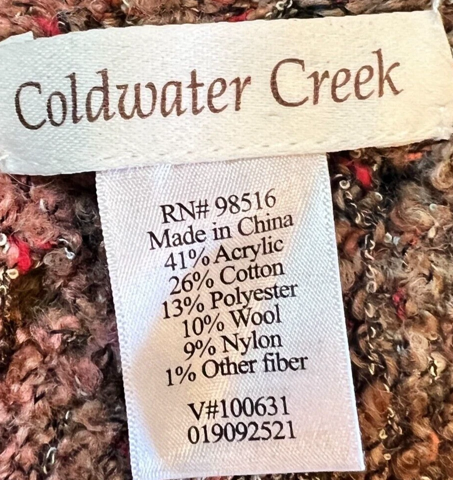 Coldwater Creek Bufanda Tejida Larga Coral Rubor Rosa Marrón 12"x76" Mezcla Lana Invierno Foto 3 de 4