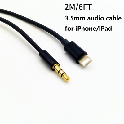 2m 6ft 8pin To 3.5mm AUX AUDIO CAR LINE OUT CABLE for iPhone iPad