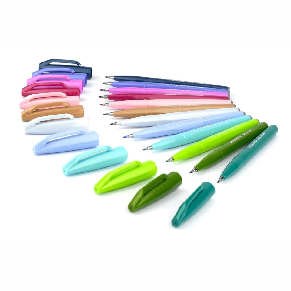 Pentel Sign Pen Brush SES15 24 Farben Pinselspitze Kalligraphie Faserschreiber - Bild 2 von 2